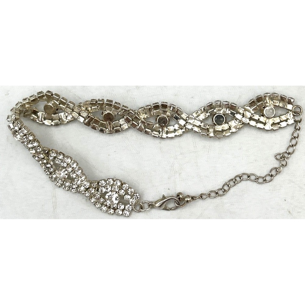 Vintage Fancy Dress Sparkling Glass‎ Rhinestone Tennis 5.25"  Bracelet DD2